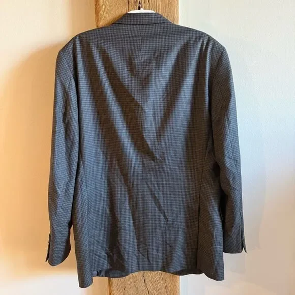 Peter Millar 100% Wool Plaid Gray Blazer Suit Jacket 42R - Picture 9 of 10